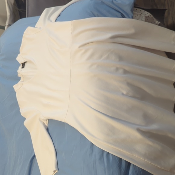 White eloquii midi 3/4 length sleeve swing dress - Picture 2 of 4